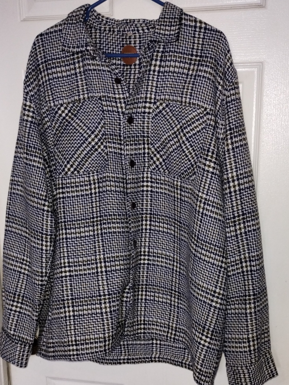 Common People Men's Houndstooth Plaid Button-Up Shirt Jacket Shacket. XL